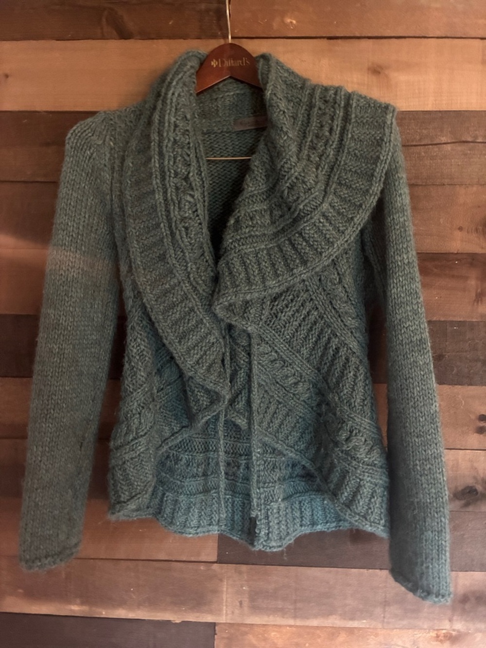 Made in Italy Cozy Draped Cable-Knit Women's Sweater - blue/gray - Picture 4 of 8